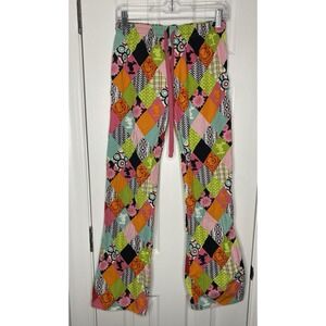Disney World Women's Patchwork Diamond Mickey Mouse Colorful Pants Multicolor XS